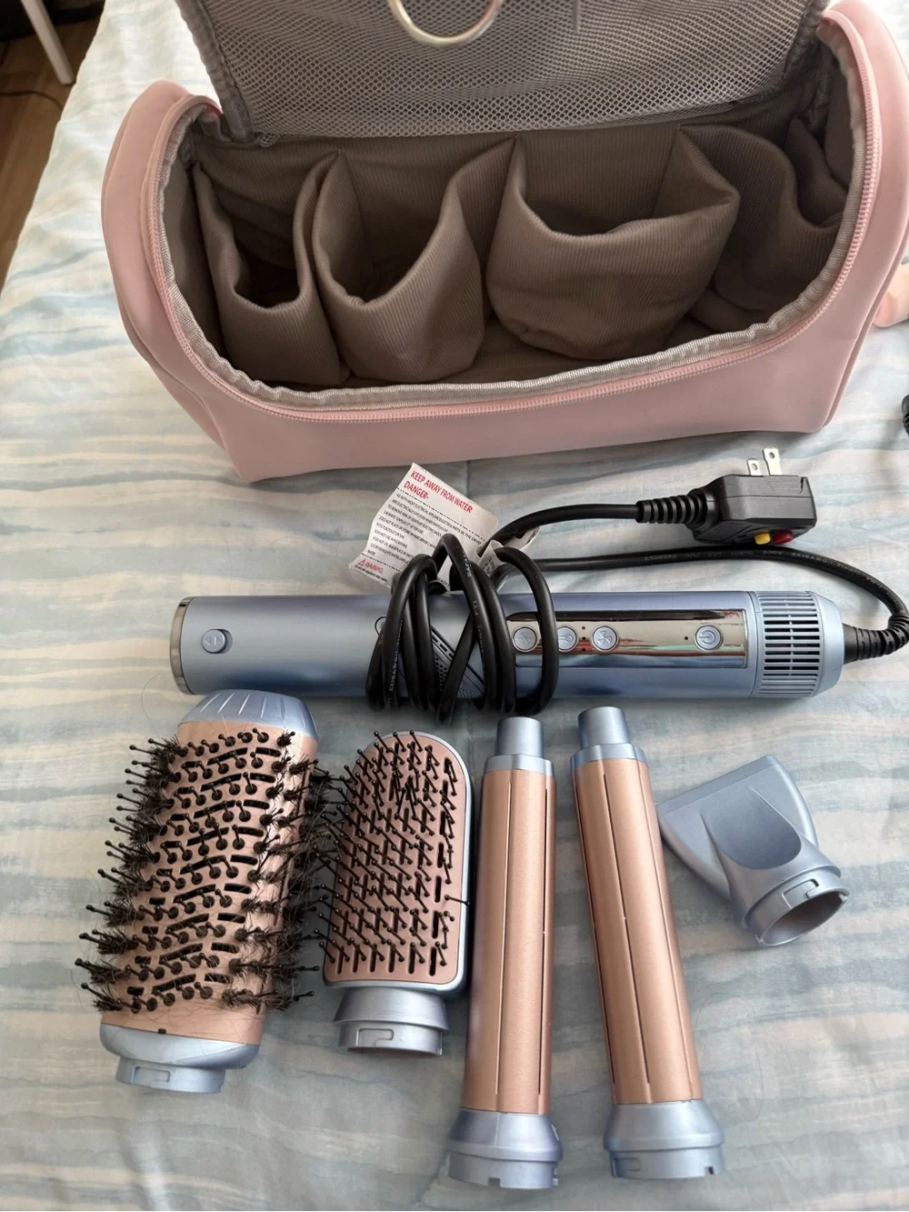 Detachable Hot Air Styler Brush Set in Pink and Silver